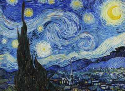 Image de Affiche 18 x 13 cm Nuit étoilée, Van Gogh Vintage pour le salon