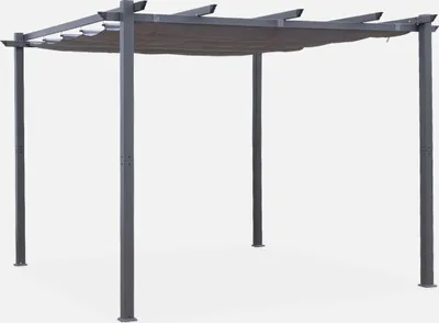 Produktbild von sweeek - Pergola, Aluminium, 3x3m, Schiebedach - Grau