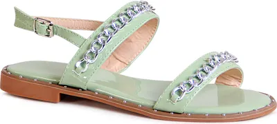 Produktbild von topschuhe24 2066 Damen Riemchen Sandalen Ketten, Farbe:Grün, Größe:36 EU