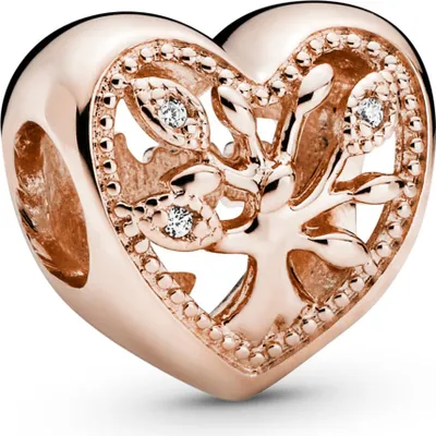 Produktbild von Pandora People Charm 788826C01 Openwork Family Tree Heart Rose Klare Zirkonia