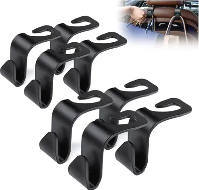 Produktbild von iguTrail 8 stücke Auto Lagerung Haken, Auto Kunststoff Haken Rücksitz Kopfstütze Haken Aufbewahrungshaken für Autositz Autositz Rücksitzhaken Kopfstütze Kleiderbügel Handtaschenhalter Taschenhaken