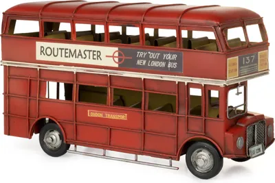 Image de Moritz Décoration en tôle Bus à impériale Angleterre rouge Décoration en tôle Modèle réduit de voiture Rétro Pièce de collection Vintage Décoration Nostalgie Style antique