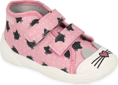 Produktbild von Mädchen sneakers 212P077 rosa glänzend, Kätzchen, Klettverschluss 24