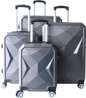 Immagine prodotto di 4 pezzi valigia da viaggio trolley a guscio duro set valigia set bagaglio a mano borsa da viaggio grigio
