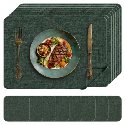 Platzsets aus Kunstleder, 4er-Set, waschbar, grün, 43x30 cm