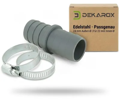Schlauchverbinder 24 mm für 22 mm Ablaufschlauch, 2 Schellen
