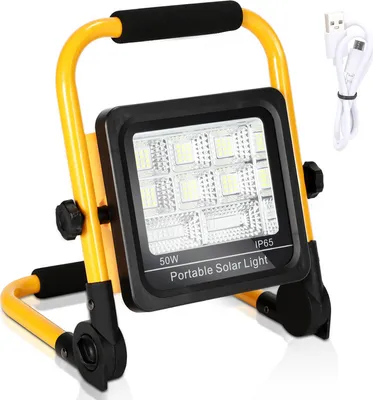 Produktbild von Jopassy 50W LED Akku Fluter Beleuchtung Baustrahler IP65 Strahler Solar Aufladbar