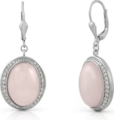 Zdjęcie produktu dla Kolczyki Zeeme Gemstones srebro 925 rodowane z kwarcem różowym i cyrkoniami