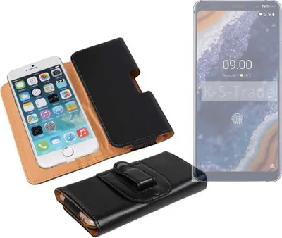 Produktbild von K-S-Trade Schützhülle Handyhülle kompatibel mit Nokia 9 Holster Gürtel Tasche Schutzhülle Handy-Tasche Smartphone Case Seitentasche schwarz 1x