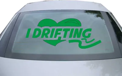 Produktbild von Indigos UG - Aufkleber Heckscheibe & Motorklappe DE7118 - grün - 600x241 mm - I love drifting - Auto Scheiben Fenster Heckklappe Tuning Racing JDM - Die cut