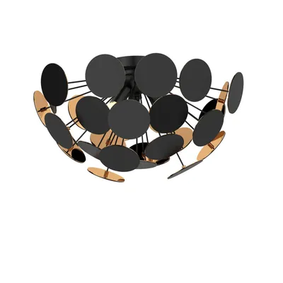 Produktbild von Lindby Deckenlampe Kinan, Ø 54 cm, schwarz, gold, E14