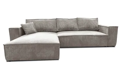 Produktbild von Ecksofa Loft XL 294x185 couch Hellgrau Cord mit Schlaffunktion bettkasten Poso 110 Links