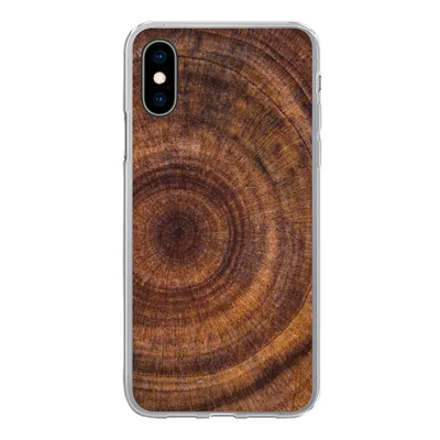 Produktbild von MuchoWow® Handyhülle Schutzhülle Hülle für iPhone X Kreis - Holz - Ringe Silikon Softcase Handy Hülle - Handyhülle