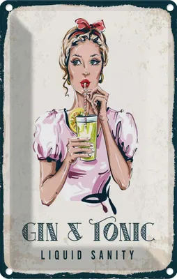 Produktbild von vianmo Blechschild 18x12 cm Alkohol Gin & Tonic Liquid Sanity