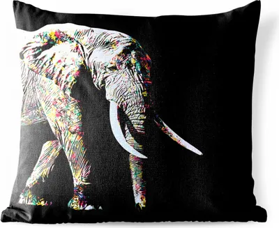 Produktbild von MuchoWow® Outdoor Kissen - Elefant - Tiere - Farben - 50x50 cm - Wetterfest - Lounge Kissen - Komfortabel - Kissen mit Bild