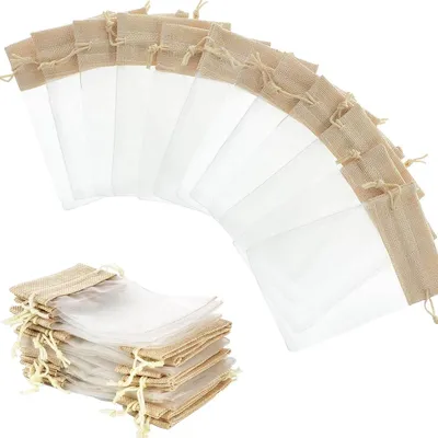 Zdjęcie produktu dla Zestaw 40 torebek prezentowych z organzy, wielokrotnego użytku