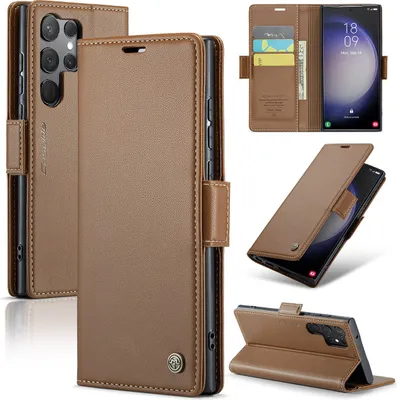 Immagine prodotto di Galaxy S23 Ultra 5G Case, RFID Blocking Card, Advanced Flip Custodia in pelle con funzione Stand per Samsung Galaxy S23 Ultra 5G Brown