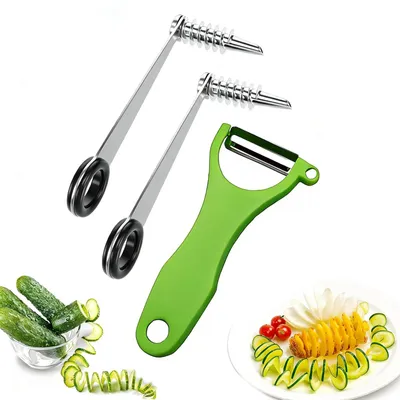 Produktbild von Manueller Spiralschneider - Mit Edelstahlklinge - Für Gemüse und Obst - Plastikkörper