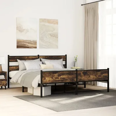 Image de Maison Exclusive - Lit en métal sans matelas, chêne fumé, 183 x 213 cm