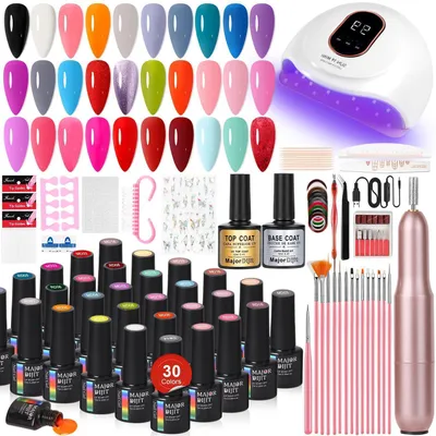 Produktbild von Gel-Nagellack-Set 30 Farben UV/LED-Lampe Nagelfräser 7ml Base- & Topcoat DIY Maniküre