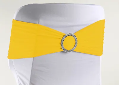 Produktbild von Stuhlschleifen Stretch, Dunkelgelb - elastische Schleifenbänder mit Schnalle
