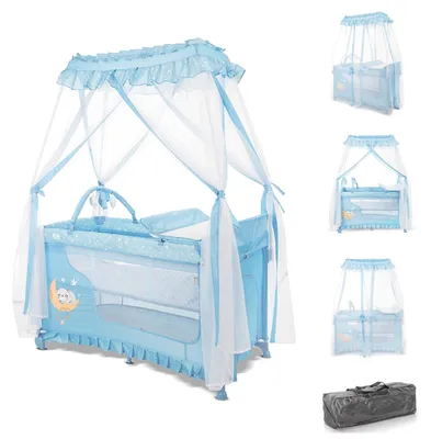 Obrázek produktu pro Lorelli cestovní postýlka Magic Sleep, 2 úrovně, baldachýn, mobil, přebalovací podložka, skládací