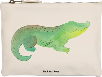 Produktbild von Mr. & Mrs. Panda Schulmäppchen Krokodil Größe M - Weiß - Geschenk, Mäppchen, Krokodile, Abenteuerlust, Freundin, Beste, Lieblingsmensch, Meer, Pouch, Federmappe, Etui