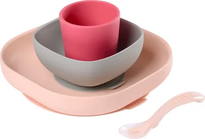 Produktbild von Geschirrset aus Silikon (4 St) - rosa