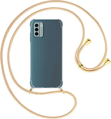 Produktbild von Handykette Backcover-Schutzhülle mit Band (Metall goldfarben) für Nokia G22 (6.5'') - Goldkordel