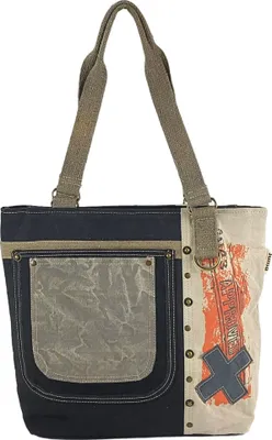 Produktbild von Sunsa Damen Handtasche. Shopper in Vintage Retro Stil. Schultertasche aus Baumwolle/Canvas. Große vegane Tasche