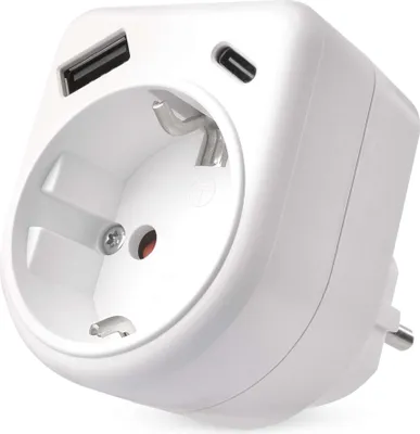 Mehrfachsteckdose 1×, 1×USB-A+1×USB-C, weiß