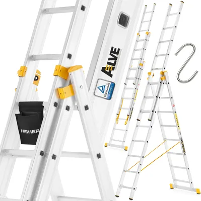 Zdjęcie produktu dla Drabina aluminiowa wielofunkcyjna profesjonalna ALVE FORTE PROFI PLUS 3x8 150kg