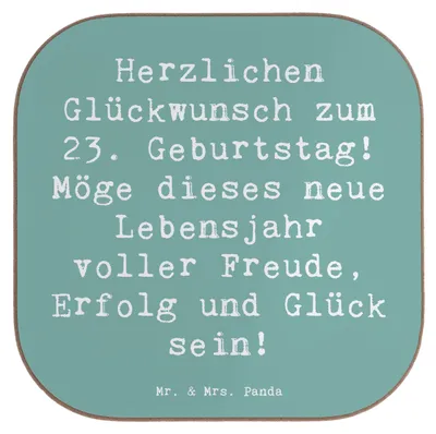 Produktbild von Mr. & Mrs. Panda Untersetzer für Gläser Spruch 23. Geburtstag - Meeresbrise - Geschenk, gläseruntersetzer, Tischuntersetzer, Tassenuntersetzer, Coaster, Happy Birthday