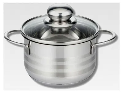 Produktbild von Edelstahl-Kochtopf für Induktion, 12 cm mit Glasdeckel, Grau