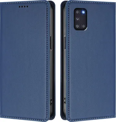 Image de Étui en cuir pour Samsung Galaxy A31, étui à rabat magnétique en cuirPolyuréthaneavec support, bleu foncé