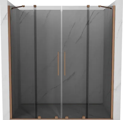 Produktbild von Mexen Velar Duo Schiebeduschtür 180 cm, Graphit, gebürstetes Kupfer - 871-180-000-42-65