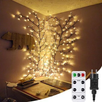 Image de Lampe en rotin à 144 LED avec télécommande - éclairage mural élégant - accessoires pratiques pour la maison