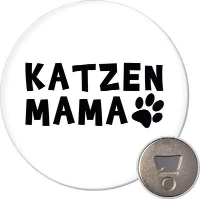 Produktbild von Huuraa Magnet Katzenmama Tapse 59mm Kühlschrankmagnet rund Flaschenöffner Geschenkidee
