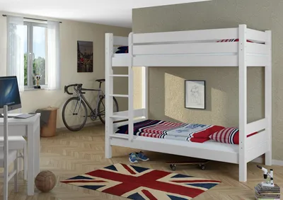 Produktbild von Etagenbett mit variablem Zubehör extra stabil 80x200 Stockbett waschweiß Nische 100, V-60.16-08Wohne Zubehör