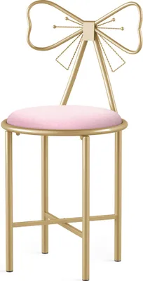 Produktbild von WISFOR Schminktischhocker Sitzhocker Schminktischstuhl mit Rückenlehne Polsterhocker Fußhocker Bequem, Rosa