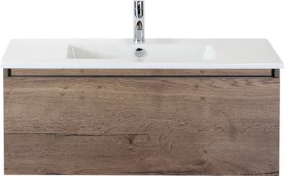 Produktbild von Sanox Badmöbel-Set Frozen BxHxT 101 x 42 x 46 cm Frontfarbe tabacco mit Waschtisch Keramik weiß 75734739