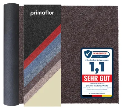 Produktbild von Primaflor Sauberlauf PICOLLO - Braun - 2,00m x 2,00m - Meterware - Schmutzfangmatte in 6 Farben - Fußmatte mit rutschfestem Gel-Rücken - Antirutsch Läufer