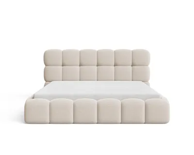 Produktbild von Makavo Polsterbett Teddy 160x200 Beige Bouclé Stoffbett mit Metallrahmen, Bettkasten Stauraum