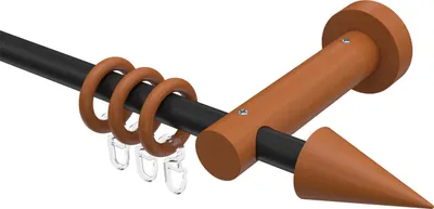Produktbild von Interdeco Gardinenstange / Vorhangstange Schwarz / Kirschbaum lackiert, Typ Adrian Holly (Kegel), 16 mm Ø 1-läufig, 220 cm