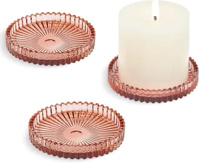Productafbeelding van Glazen kaarshouder, rond, diameter 10 cm, set van 3, geschikt voor theelichthouders en stompkaarsen