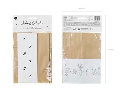 Immagine prodotto di Sacchetti per calendario dell'Avvento da riempire 8x6,5x21cm set di carta