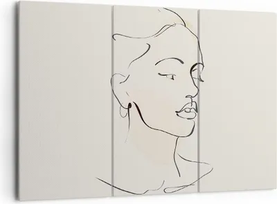 Produktbild von Bild auf Leinwand - Leinwandbild - 3 Teile - Frau Zeichnung Linie - 165x110cm - Wand Bild - Wanddeko - Wandbilder - Leinwanddruck - Bilder - Wanddekoration - Leinwand bilder - CE165x110-5046