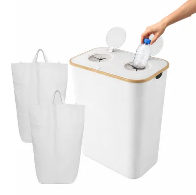 Zdjęcie produktu dla Relaxdays 4052025848910, 170 l, Prostokątny, Bambusowy, Włókno szklane, Tkanina, Plastik, Poliester, Biały, 570 mm, 370 mm