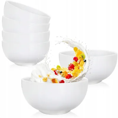Produktbild von 6er Set Weiße Keramikschalen für Suppe und Müsli