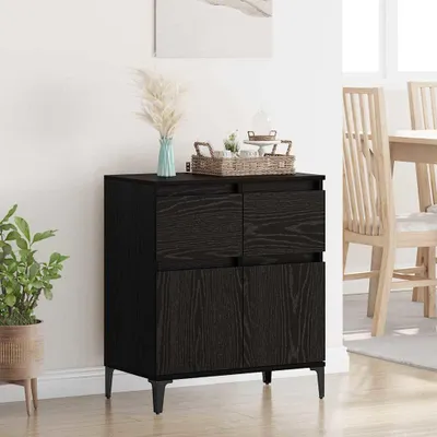 Productafbeelding van vidaXL Dressoir met laden, zwart, eikenlook, 60 x 35 x 70 cm